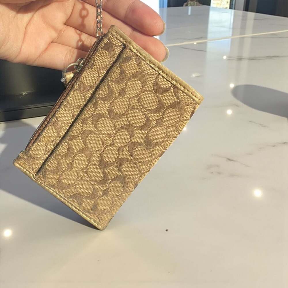 COACH Signature Canvas Mini Skinny ID Case Wallet